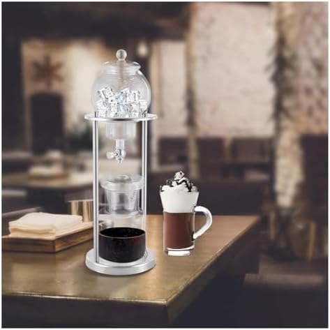 SOYON Cold Brew Coffee Tower,600 Ml Iced Coffee Dripper,Portable Cold Brew Dripper Tower Coffee Maker,Luxury Glass Slow Smooth Drip Coffee Machine For Home Office(Silver) - Image 2