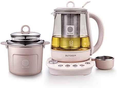 BUYDEEM K2693 Health Pot, Health-Care Beverage Electric Kettle with Thickened Glass, 9-in-1 Fully Automatic Programmable Brew Cooker, 1.5 L, Pink by BUYDEEM
