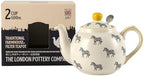 Farmhouse Animal Pattern Teapot with Infuser for Loose Leaf Tea, 20.3 Fl oz (600ml), White with Animal Illustration (Zebra) by LondonPottery