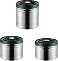 3 Size Sets Vacuum Sealed Coffee Canister, 304 Stainless Steel, Airtight Press Type Lid, for Coffee Beans, Tea, Nuts (Silver) by SHAREZEVERMUZE