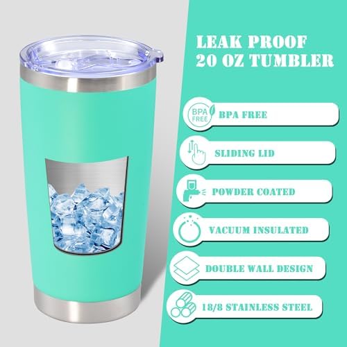 20 oz Tumbler Insulated Tumblers Stainless Steel Coffee Mug,LightBlue 6PCS - Image 3