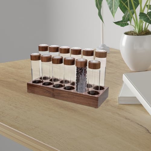 UPKOCH Glass Coffee Bean Storage Tubes with Wooden Holder Organizer - Image 5