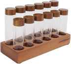 Duokon Coffee Bean Storage Tubes with Walnut Wood Stand, 24oz Glass (2 - Image 2