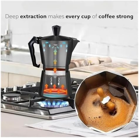 Stovetop Moka Pot Aluminum Espresso Maker with Cool-Touch Handle Home Use - Image 4