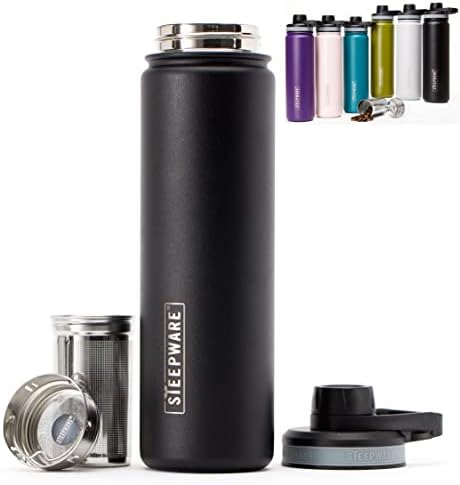 The Tea Spot Steepware Tea Tumbler and Thermos, 22oz, Tea Bottle with tea infuser for loose leaf tea or iced coffee, Sleek Double Wall Tumbler & Insulated Travel Bottle - Black by TheTeaSpot