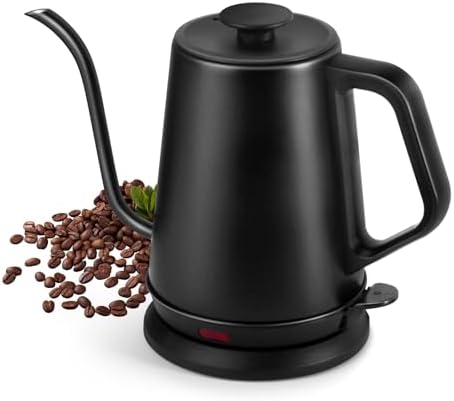 1L Electric Gooseneck Kettle, Tea Kettle for Boiling Water, Gooseneck Electric Kettle for Coffee & Tea, Fast Boiling for Pour Over, Auto Shut-Off, Boil-Dry Protection, 360° Rotational Base - Silver - Image 2