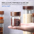 6 pc Glass Spice jars Glass Jars with Screw Lid 5 oz Acacia Wood Glass Herb Sugar Coffee Bean Ground Container Food Storage Canister for Candy Pantry Tea Seasoning Meal Prep Snack (6*150ml(5oz)) - Image 5