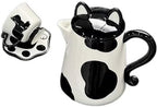 Porcelain Tea Set(1 Pot 4 Cups), Afternoon Tea Set, Suitable for Birthdays, Mother's Day, Christmas (Black Cat) by ScizoritoDirect