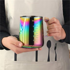 Milk Frother Cup Stainless Steel 350/550ml Espresso Coffee Pull Flower Milk Mugs Cup Stainless Steel Craft Latte Art Jug Pitcher Mug(350ml Red) - Image 6