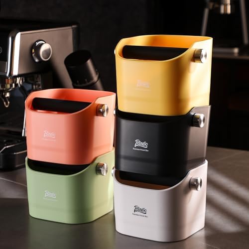 Espresso Knock Box - Bincoo Espresso Machine Knock Box/Espresso Grounds Knock Box, Barista Style Coffee Knock Box for Grounds with Removable Shock-Absorbent Knock Bar and Anti-Slip Base. (yellow) - Image 4