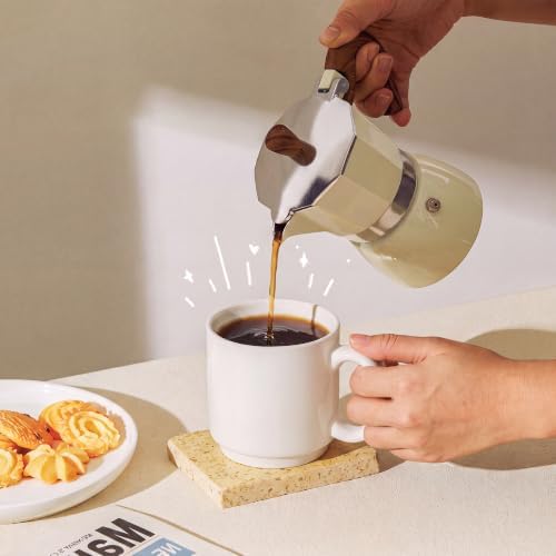 Sweese 16 oz Coffee Mugs Set of 6, Large Porcelain Mugs for Coffee, Latte & Tea, Space-Saving Stackable Design, Microwave & Dishwasher Safe, White - Image 7