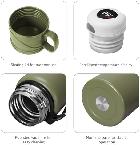 Double wall vacuum Leakproof stainless steel wide mouth insulated water bottle tea tumbler with cup,lid;smart thermoses hot coffee,thermal flask ice drinks with led digital temperature display - Image 3