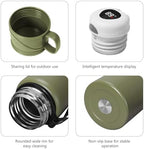 Double wall vacuum Leakproof stainless steel wide mouth insulated water bottle tea tumbler with cup,lid;smart thermoses hot coffee,thermal flask ice drinks with led digital temperature display - Image 3