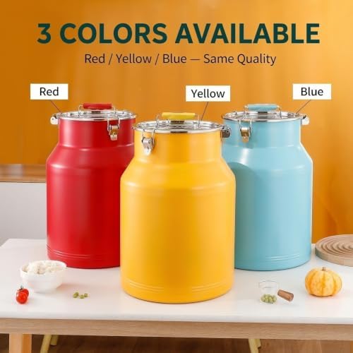 Airtight Sealed Rice Storage Container with Handle, Metal Kitchen Canister for Flour Grains Cereal Coffee Beans Pantry Use(10L,Yellow) - Image 3