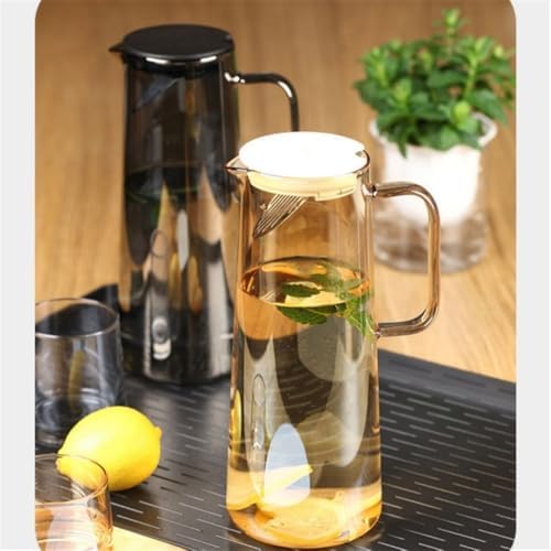 Water Pitcher 1.35L/1.8L Glass Water Pitcher with Lid and Handle Water Jug for Fridge Iced Tea and Coffee Carafe Beverage Serveware Water Jug(Clear,Small) - Image 4