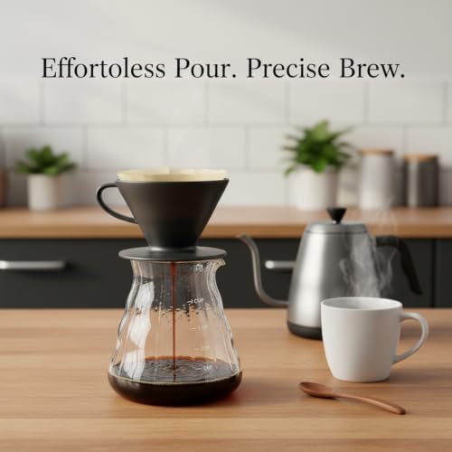 Borosilicate Glass Coffee Server Carafe with Measurement Markings for Pour Over Brewing - Image 2