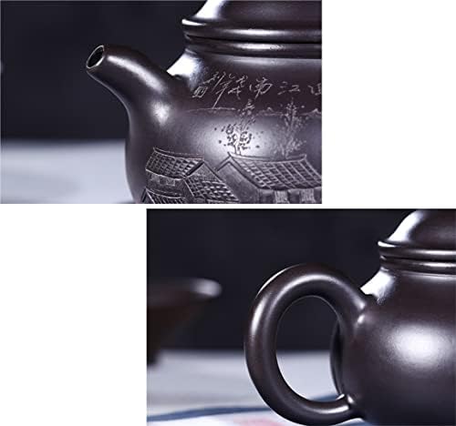 KYUSAR Japanese Cast Iron Teapot Chinese Teapot 7.4oz/0.22L Teapot Black Clay Tea Pot Handmade Three-Dimensional Carving Teapot Tetsubin Tea Pot - Image 4
