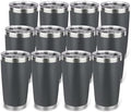 20oz Stainless Steel Tumbler Bulk with Lid, Travel Mug - Double Wall Vacuum Powder Coated Cup - Grey, 12 Pack by Unknown
