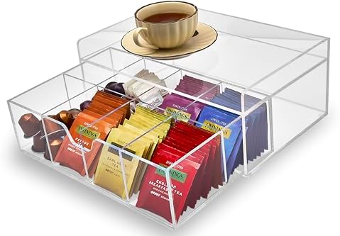 Heavy-Duty Acrylic Tea Station with 8-Compartment Drawer Organizer - Image 2