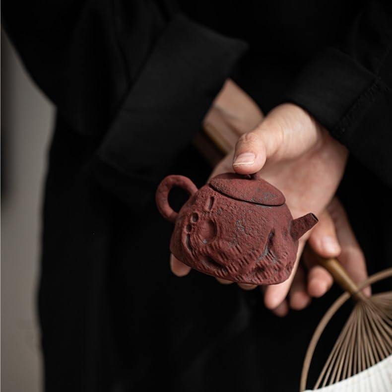 Tea Pot Red Old Rock Mud Teapot Household Retro Stoneware Teapot Single Pottery Anti-scalding Hand-clawed Pot Teapot for Infuser - Image 6
