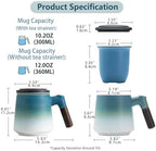 ZENS Tea Mug with Infuser and Lid for Loose Tea Diffusers, 12oz Blue - Image 3