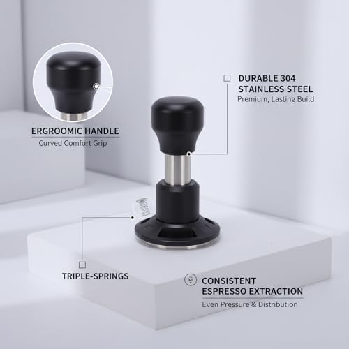 ZJchao 58.5mm Calibrated Coffee Tamper Spring Loaded with 3 Base Sizes Ergonomic Handle for Machine - Image 7