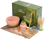 7Pcs Japanese Matcha Whisk Set, Ceramic Matcha Kit with Matcha Bowl,Matcha Whisk, Scoop, Sifter, Whisk Holder Unique Gifts for Matcha Lovers,Gift Box Packaging (Pink) by WelcomeToFEISWU