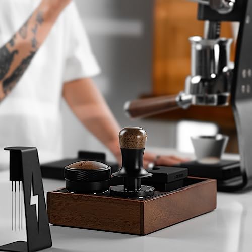MHW-3BOMBER Espresso Coffee Distributor 58.35mm, Espresso Distribution Tool with Wooden Lid, Adjustable Height Coffee Leveler with Non-slip for 58mm Portafilters, Espresso Accessories T5270L4 - Image 6