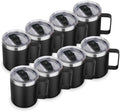 Volhoply 14oz Insulated Stainless Steel Coffee Mug with Lid Bulk 8 Pack,Double Wall Vacuum Travel Coffee Cup with Handle,Reusable Metal Cups Tumbler,Camping Mugs Keep Hot,Ideal Gifts(Black,8) by LiveFully%EF%BC%8CDrinkFreely%E2%80%94KeepGoingwithVolhoply%EF%BC%81