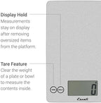Escali Arti Glass Food Scale Digital Countertop Kitchen, Baking and Cooking Scale with Nutrition and Calorie Counter, 15-Pound Capacity, 9" x 6.5" x .75", Shiny Silver - Image 2