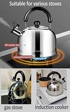 Tea Kettle Stovetop Stove Top Whistling Kettle 304 Stainless Steel Teapot with Spout Cover Hot Water Boiler Tea Kettle Pour Over Kettle(4L) - Image 3