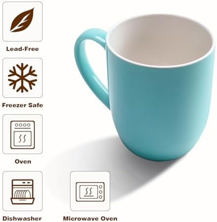 Urbanstrive 16 oz Large Coffee Mugs Set of 6 Ceramic Coffee Mug White Coffee Cups Tea Cups Idea Gift for Women Men House Warming Gifts New Home Office, Blue 6 Pack - Image 3