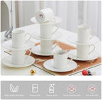 White Porcelain 8-Piece Espresso Cup Set - 3.3oz Demitasse Cups - Image 3