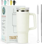 30 oz Tumbler with Handle Hidden Straw Stainless Steel Insulated by Tradeysum