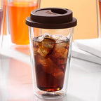 Glass Coffee Mug 350ml with Silicone Lid, Double Wall Borosilicate - Image 5