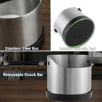 Coffee Grounds Knock Box, Large Stainless Steel Espresso Coffee Knock Box, Coffee Grind Knock Out Box with Removable Knock Bar and Coffee Brush, Coffee Grounds Container with Non-Slip Base - Image 6