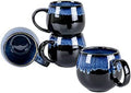 UNICASA Coffee Mugs Set, 18oz Ceramic Jumbo Mugs Set of 4, Porcelain Cereal, Soup Cups with Handles for Coffee, Tea, Milk, Latte and Cocoa, Microwave Safe - Reactive Blue by UNICASA