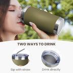 MEWAY 20oz Tumbler 4 Pack Double Wall Vacuum Insulated Travel Mug Bulk, Stainless Steel Tumblers with Lid and Straw, Durable Powder Coated Coffee Cups for Cold & Hot Drinks (Army Green, 4) - Image 3