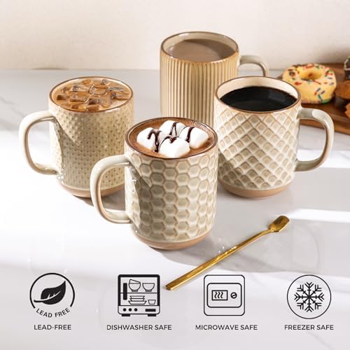 GBhome Coffee Mugs Set of 4, 12 oz Coffee Cups with Large Handle - Image 4
