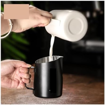 Frothing Pitcher 420ml Milk Frother Cup Espresso Steaming Pitcher Stainless Steel Milk Frother Jug Home Barista Tool(Steel Set) - Image 2