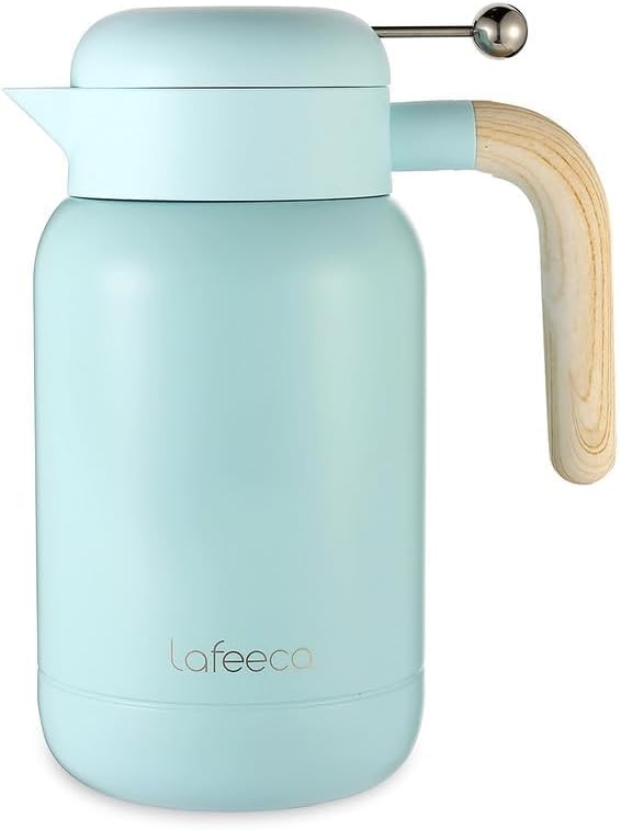 Aura Thermal Coffee Carafe - Vacuum Insulated Stainless Steel Tea Pot & Water Pitcher, Keeps Drinks Hot or Cold, BPA-Free, Beverage Dispenser - 51 oz Blue by Lafeeca