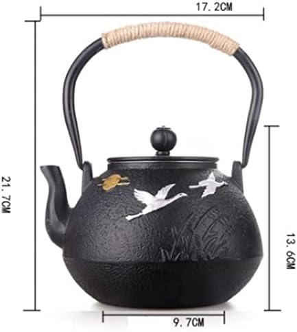 KYUSAR Japanese Cast Iron Teapot Chinese Teapot 40oz/1.2 Liter Teapot with Infuser Cast Iron Tea Pot Japanese Craft Uncoated Boiled Water Raw Iron Pot Tetsubin Tea Pot (Color : C, Size : 1200ML) - Image 2