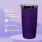 20 oz Tumbler Bulk Stainless Steel Tumblers with Lids and Straws Purple - Image 3