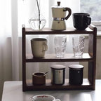 MRYBD 3-Tier Wooden Coffee Mug Display Rack Walnut Color Solid Wood Cup Holder Countertop Kitchen Storage Shelf Spice Jar Organizer for Home Office Coffee Station Bar brown - Image 3