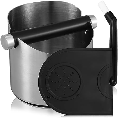 UPKOCH Stainless Steel Coffee Knock Box Set with Anti Slip Mat and Brush by UPKOCH