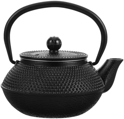 Xmas Cast Iron Teapot 0.3l Black, Vintage Retro Small Tea Pot by ibasenice