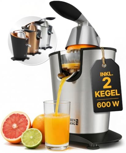 LEBENLANG Electric citrus juicer with high juice yield | Orange juicer squeezer 200W + 2 cones I Exprimidor de limones electrico Small juicers machine mini for citrus lemon Esprimidoras naranjas jugo by LEBENLANG