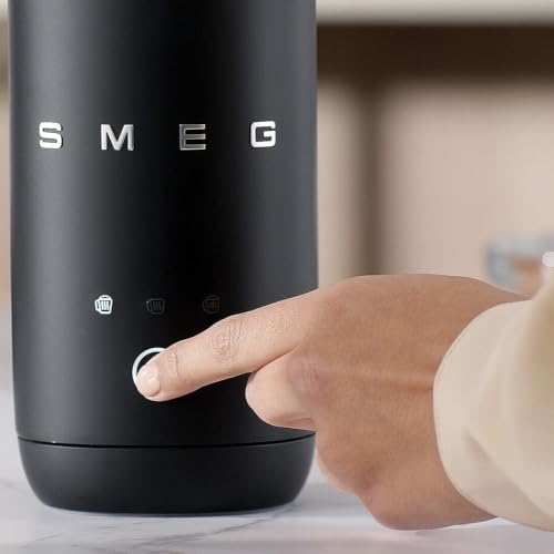 SMEG MFF02 Retro Style Mini Electric Milk Frother – Automatic Hot and Cold Foam Maker for Cappuccino, Latte & Specialty Coffee, 500W One-Touch Operation, Compact Design Coffee Accessory (Matte Black) - Image 3