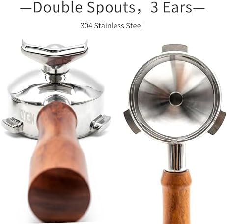 NEOUZA 58mm Three Ears Portafilter for Espresso Coffee Machine Compatible with EGF03 Breville Sage Barista Max,Double Spouts,Non-pressurized Basket,Basket Removal Tool - Image 4