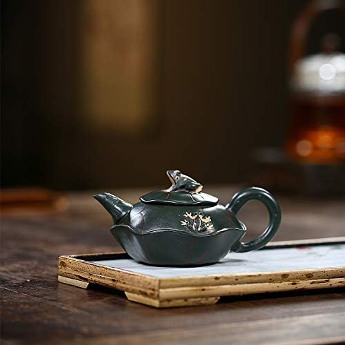 Tea Pots For Loose Tea 190ml Teapot Handmade Lotus Frog Mud Green Kung Fu Kettle Creative Shape Tea Set with Infuser Household Teapot Tea Infuser Pot - Image 2